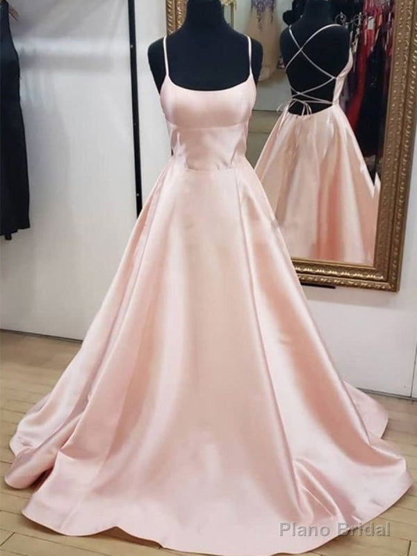 Simple Backless Pink Long Prom, Pink Formal Graduation Evening Main image