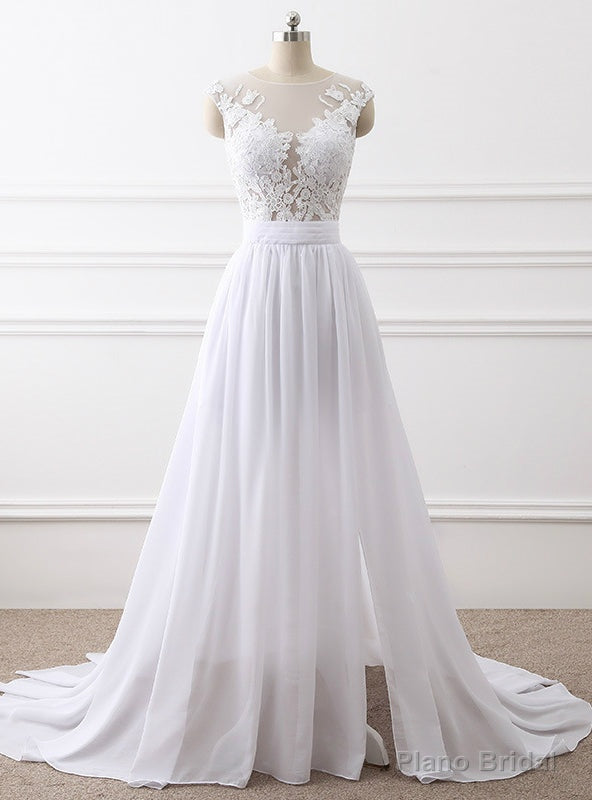 Simple Beach Chiffon Lace Wedding Dress Main image