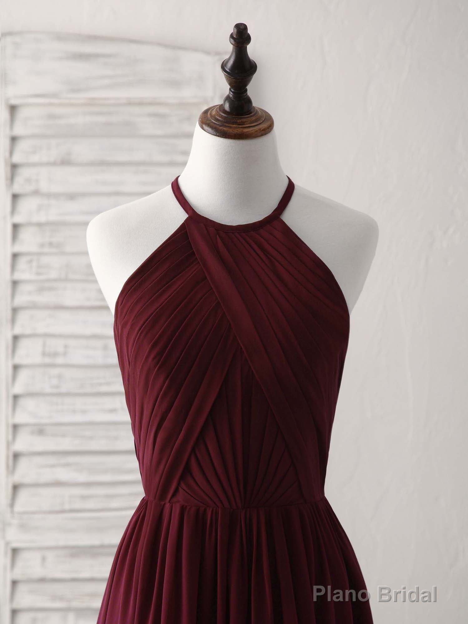 Simple Burgundy Chiffon Long Prom Dress, Burgundy Evening Dress