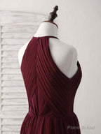Simple Burgundy Chiffon Long Prom Dress, Burgundy Evening Dress