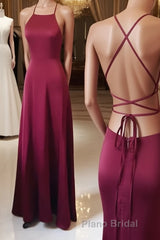 Simple burgundy long Formal Prom dress, burgundy evening dress