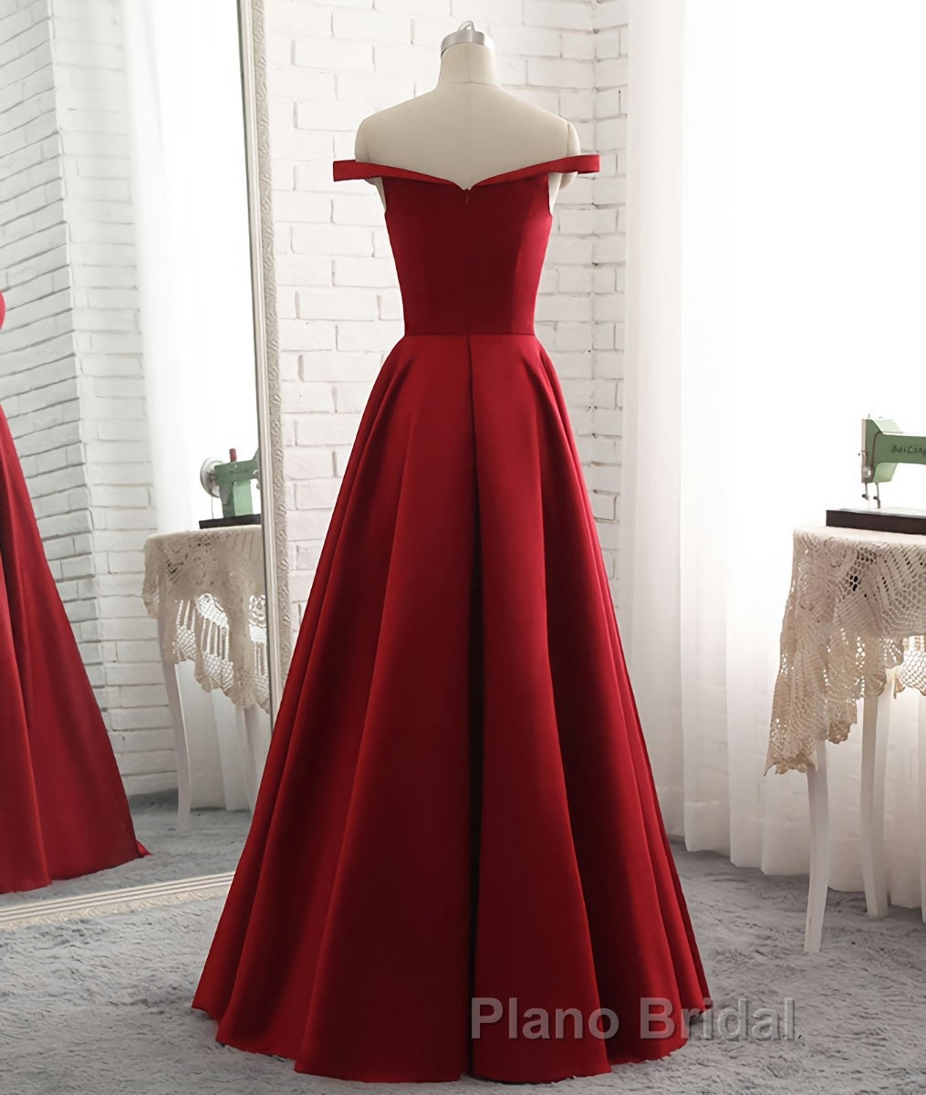 Simple burgundy off shoulder long Formal Prom dress, burgundy evening dress Secondary image