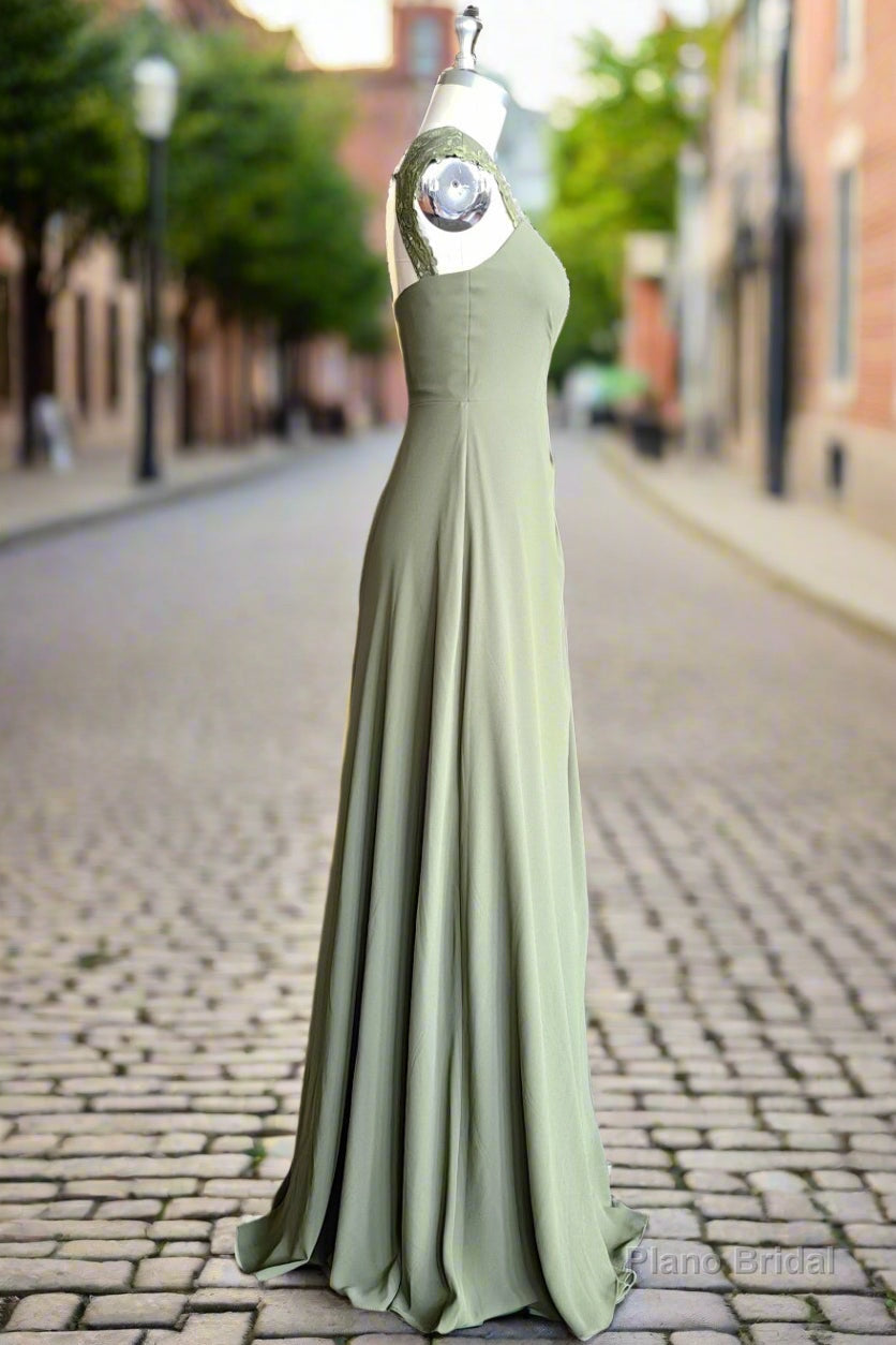 Simple Cap Sleeves Chiffon Floor Length Bridesmaid Dresses Secondary image