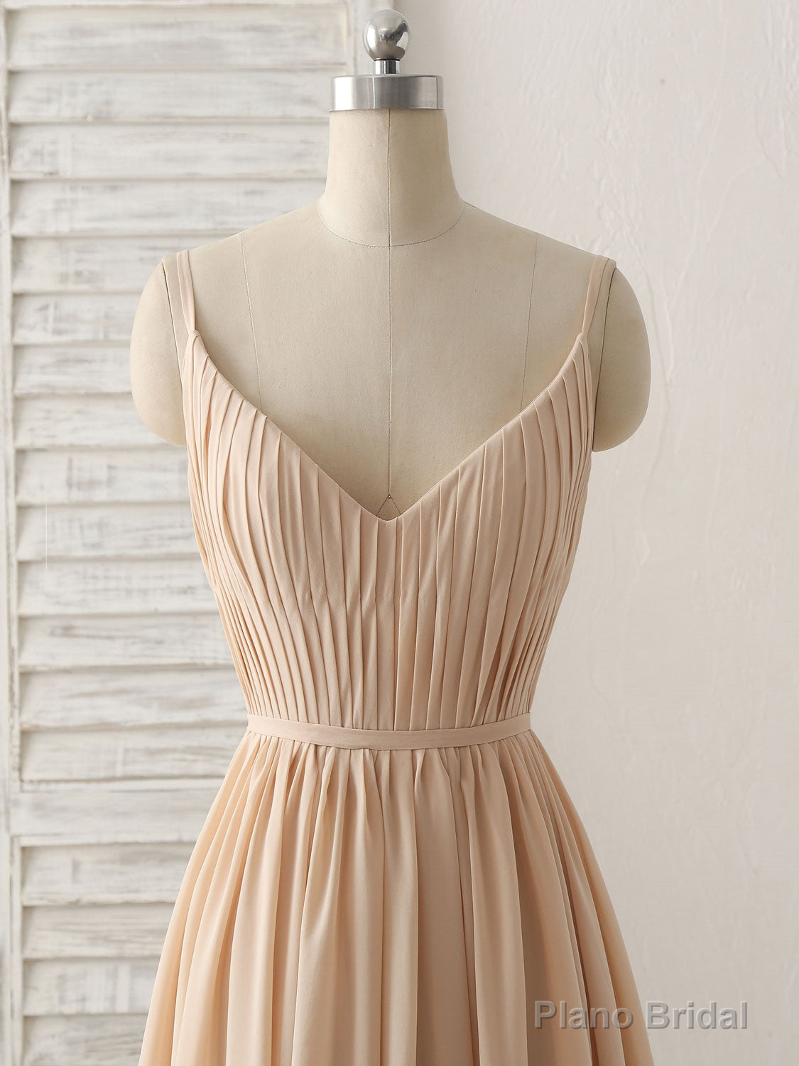 Simple Champagne Long Prom Dresses V Neck Chiffon Bridesmaid Dress