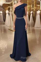 Simple chiffon dark blue long Formal Prom dress, bridesmaid dress