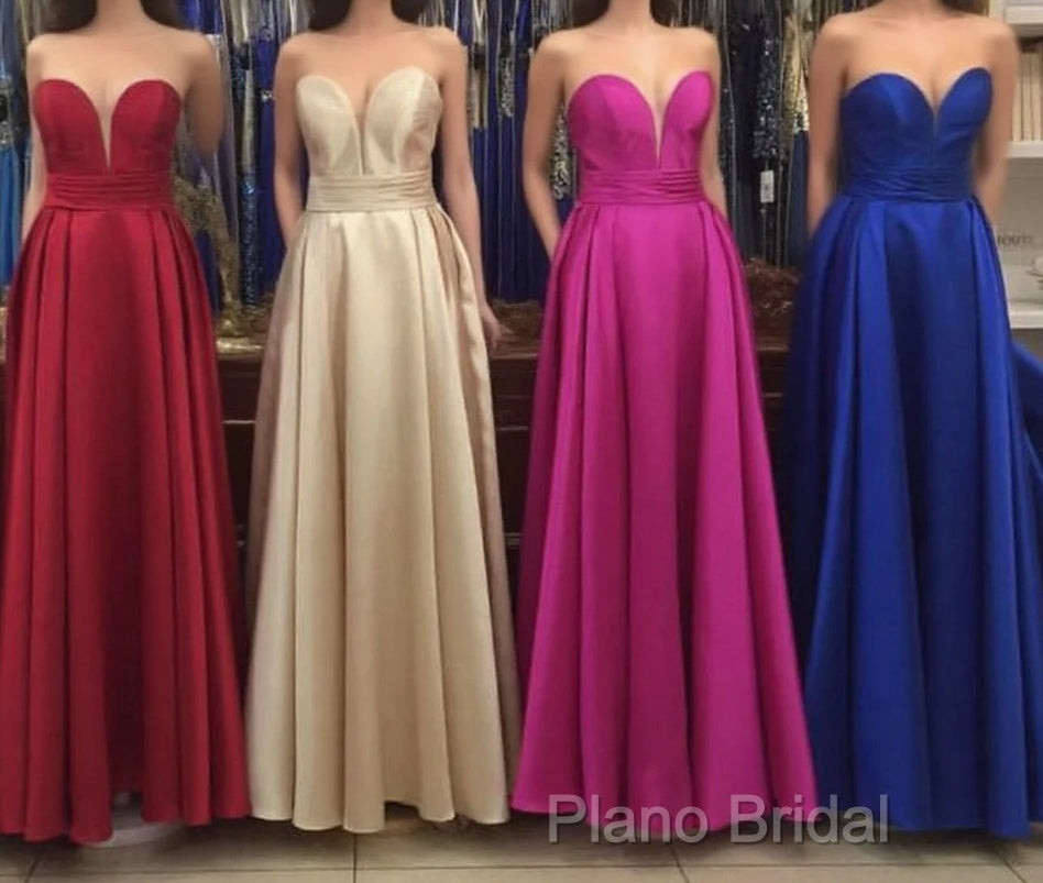 Simple Design Sweetheart Long Satin Formal Prom Dresses Main image