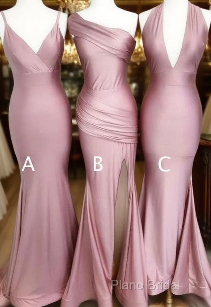 Simple Dusty Rose Mermaid Long Bridesmaid Dresses Online
