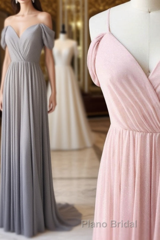 Simple gray chiffon long Formal Prom dress chiffon bridesmaid dress