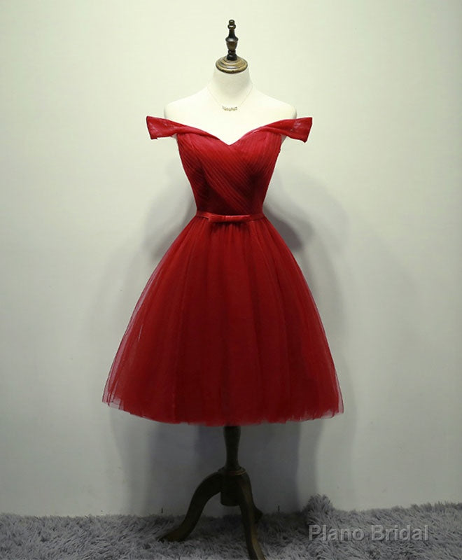 Simple Gray Tulle Short Prom Dress, Gray Tulle Bridesmaid Dress