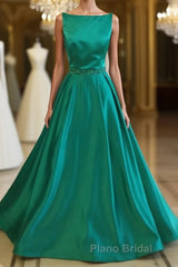 Simple Green Satin Long Formal Prom Dress, Green Formal Dress, Green Graduation Dress, Green Evening Dress
