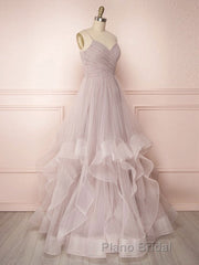 Simple Lotus root starch tulle long Formal Prom dress, tulle evening dress