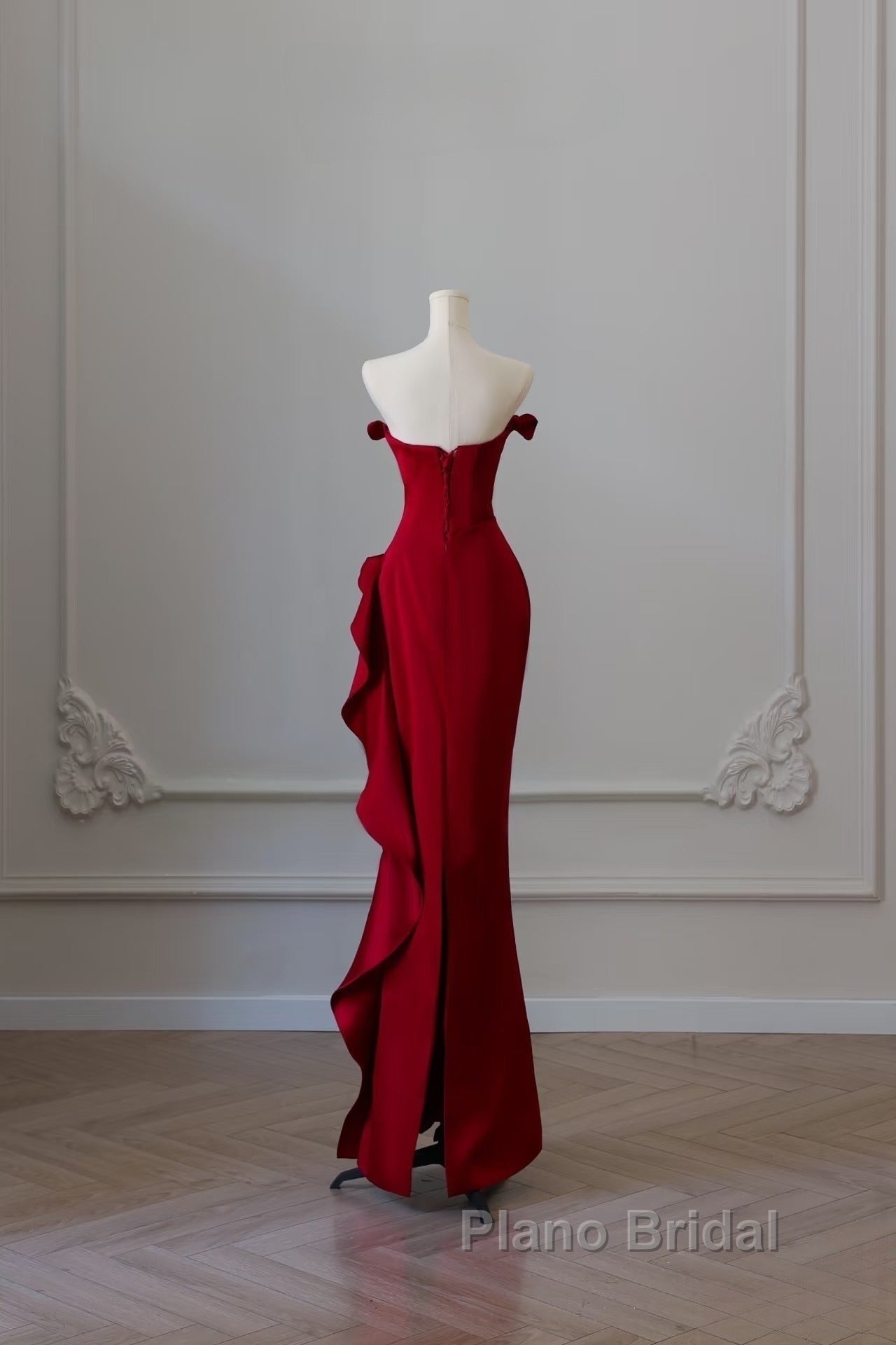 Simple Mermaid Off The Shoulder Neckline Burgundy Sequin Long Party Dresses Formal Prom Dresses Secondary image