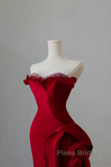 Simple Mermaid Off The Shoulder Neckline Burgundy Sequin Long Party Dresses Formal Prom Dresses