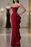 Simple Mermaid Off The Shoulder Neckline Burgundy Sequin Long Party Dresses Formal Prom Dresses