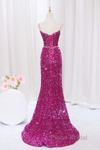 Simple Mermaid Sequin Long Formal Prom Dresses, Sequin Long Evening Dresses