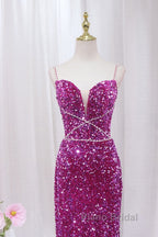 Simple Mermaid Sequin Long Formal Prom Dresses, Sequin Long Evening Dresses