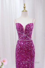 Simple Mermaid Sequin Long Formal Prom Dresses, Sequin Long Evening Dresses