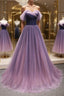 Simple off shoulder tulle long Formal Prom dress, tulle formal dress