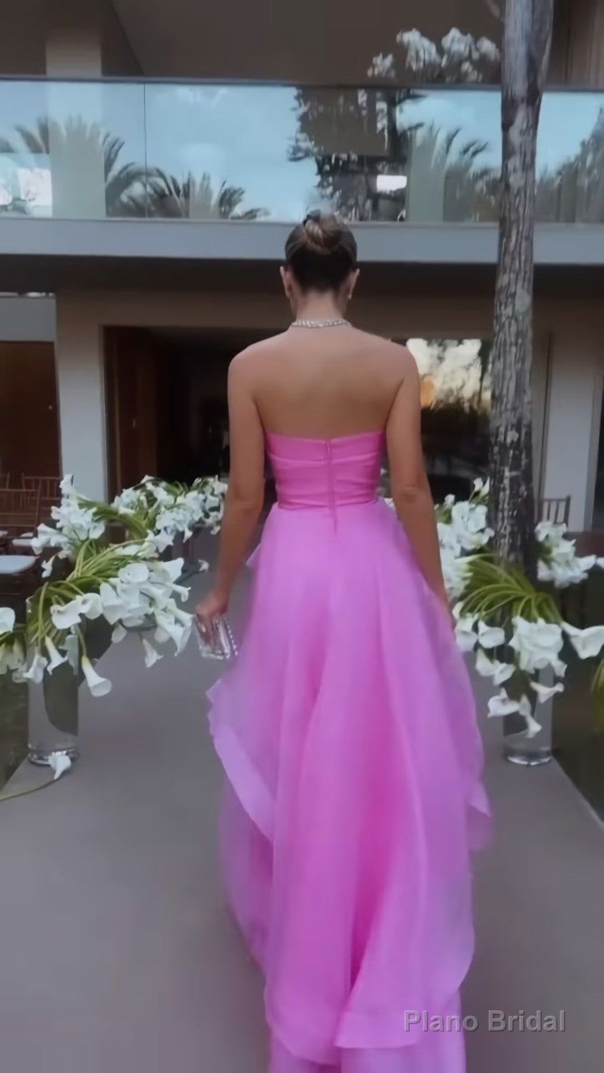 simple pink prom dress,modest evening dresses Secondary image