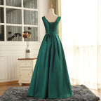 Simple Pretty Green Satin Long Party Dress Prom Dress, Green Evening Formal Dresses