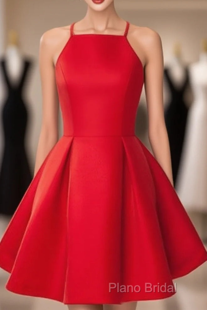 Simple Red Short Formal Prom Dresses, Short Red Homecoming Dresses, Red Short Mini Formal Dresses
