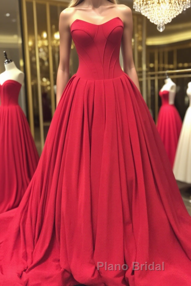 Simple red sweetheart long Formal Prom dress, red evening dress