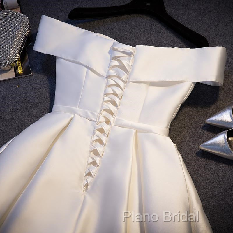 Simple Satin Off Shoulder Short Party Dresses, Homecoming Dresses Secondary image