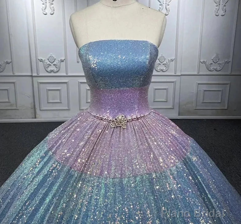 Simple Sequined Shimmer Party Dress with Train Secondary image