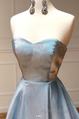 Simple sweetheart blue long Formal Prom dress blue long evening dress