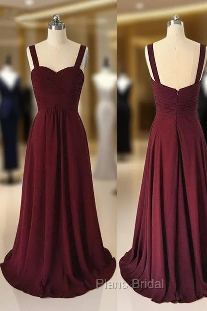 Simple Sweetheart Burgundy Long Formal Prom Dresses, Burgundy Evening Dresses