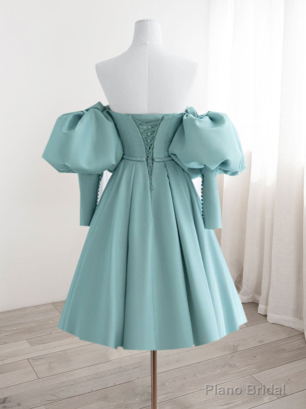 Simple Sweetheart Neck Satin Blue Short Prom Dress, Cute Homecoming Dress Secondary image