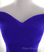 Simple sweetheart tulle blue long Formal Prom dress, blue evening dress