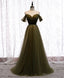 Simple Sweetheart Tulle Off Shoulder Long Prom Dress, Aline Tulle Formal Dress