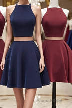 Simple two pieces short Formal Prom dress, homecoming dress