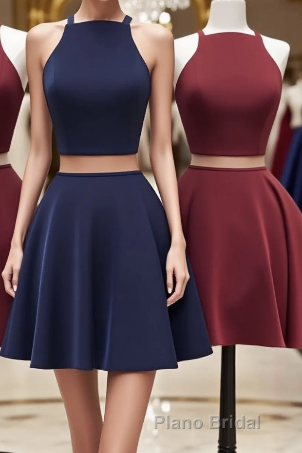 Simple two pieces short Formal Prom dress, homecoming dress