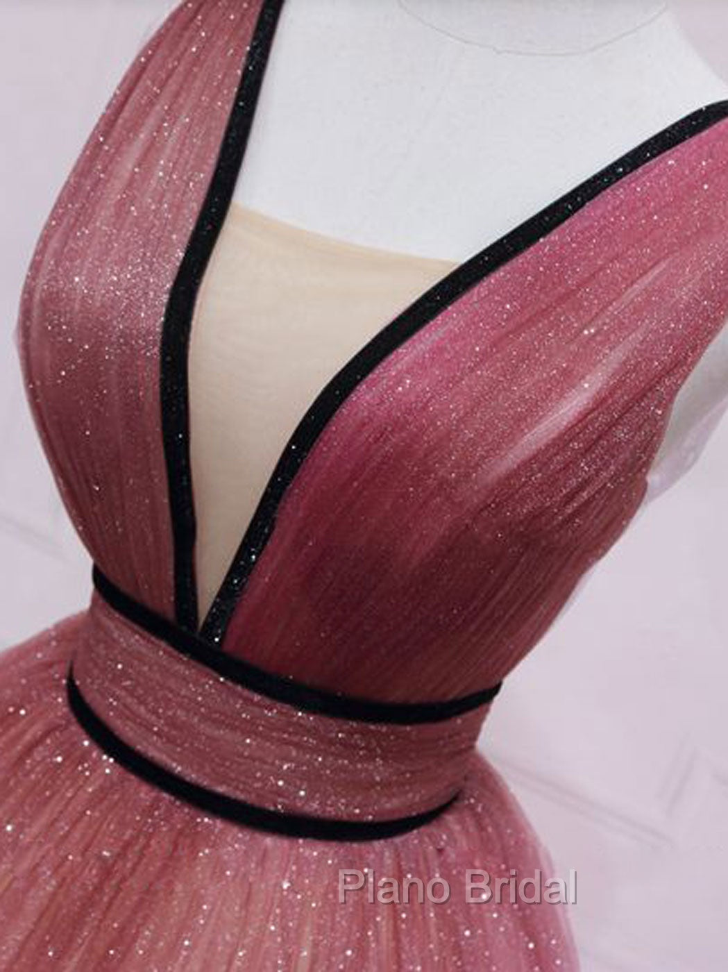 Simple V Neck Burgundy Tulle Long Formal Prom Dresses, Tulle Formal Dresses