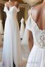Simple white off shoulder chiffon lace long Formal Prom dress evening dress