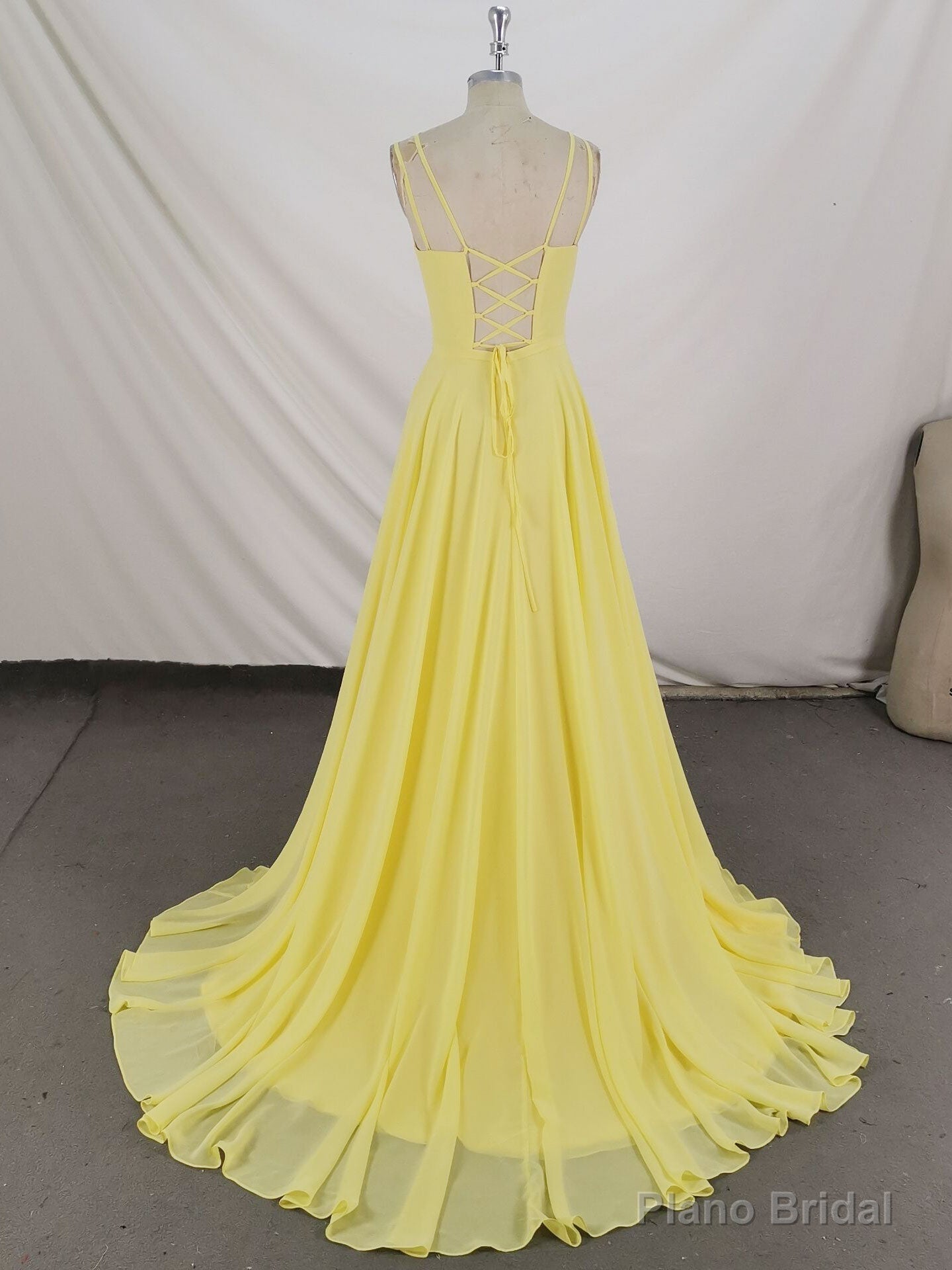 Simple Yellow Chiffon Long Prom Dress Yellow Evening Dress Secondary image