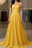 Simple yellow chiffon long Formal Prom dress, yellow formal dress