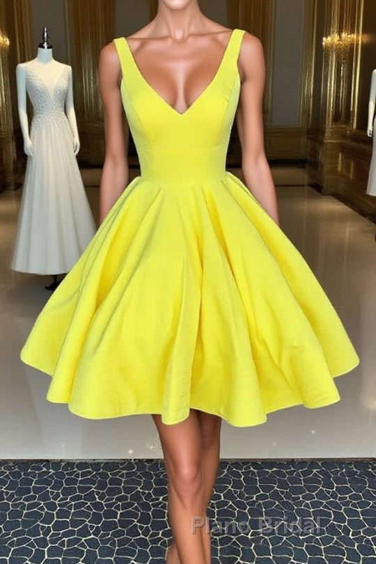 Simple yellow short Formal Prom dress, yellow homecoming dress