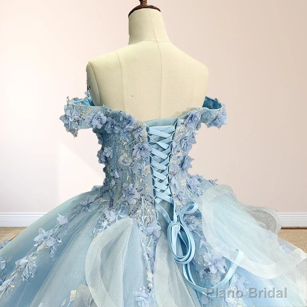 Sky Blue Lace Princess Quinceanera Dress Ball Gown Secondary image