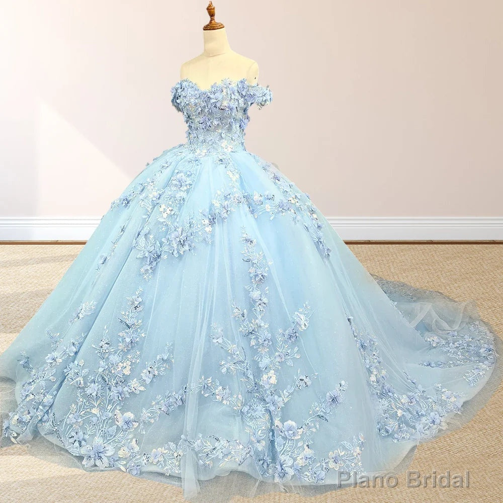Sky Blue Lace Princess Quinceanera Dress Ball Gown Main image