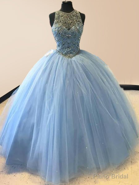 Sky Blue Quinceanera Dress Beaded Junior Prom Dress Main image