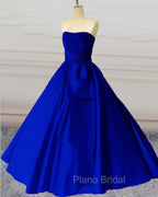 Sleeveless Ball Gown Satin Dresses With Bow Sashes