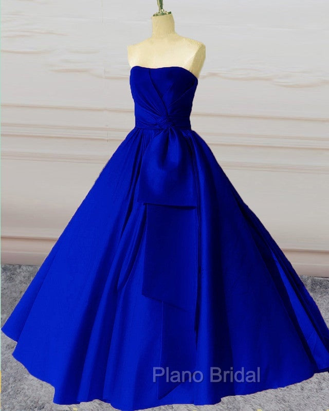 Sleeveless Ball Gown Satin Dresses With Bow Sashes