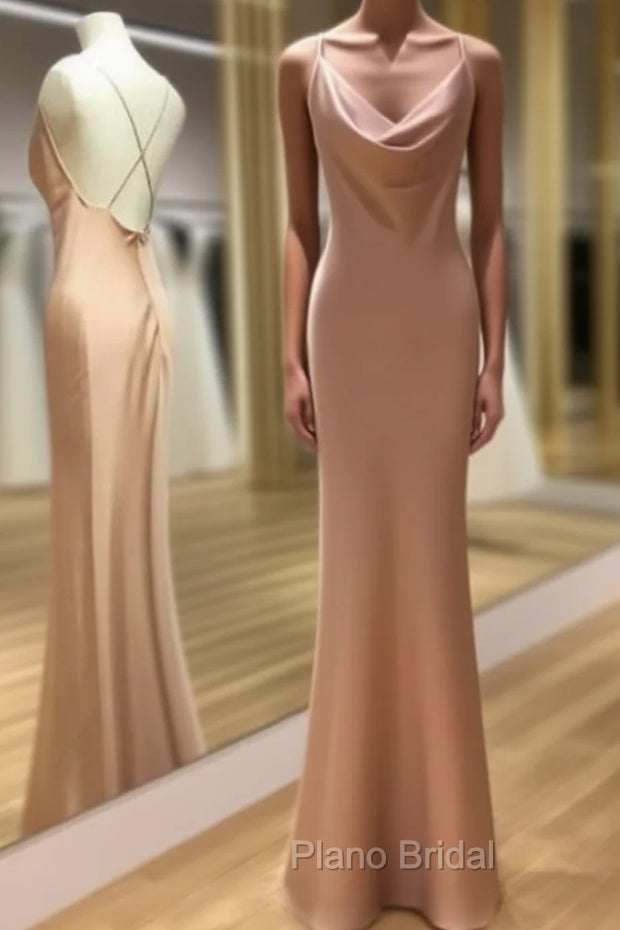 Sleeveless Cowl Neck Long/Floor-Length Sheath/Column Charmeuse Evening Dresses Main image