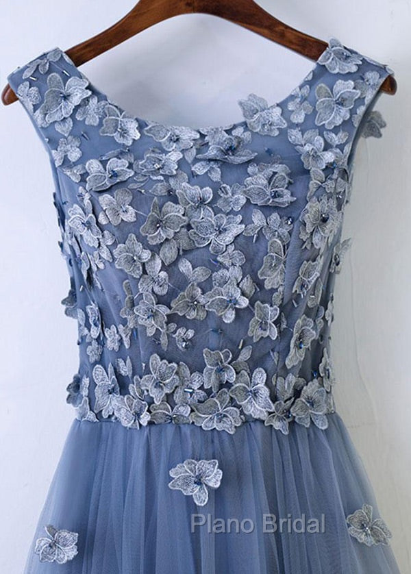 Sleeveless Tulle Floor-Length Scoop Neck Bridesmaids Dresses