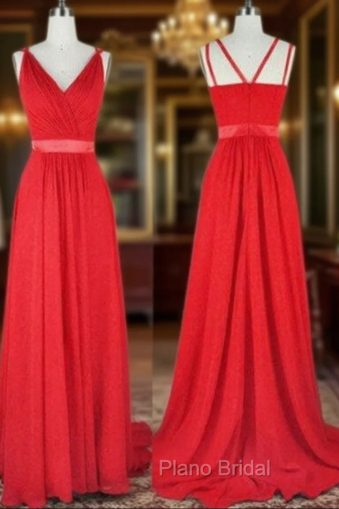 Sleeveless V-Neck Sweep Train A-Line/Princess Chiffon Bridesmaid Dresses Main image