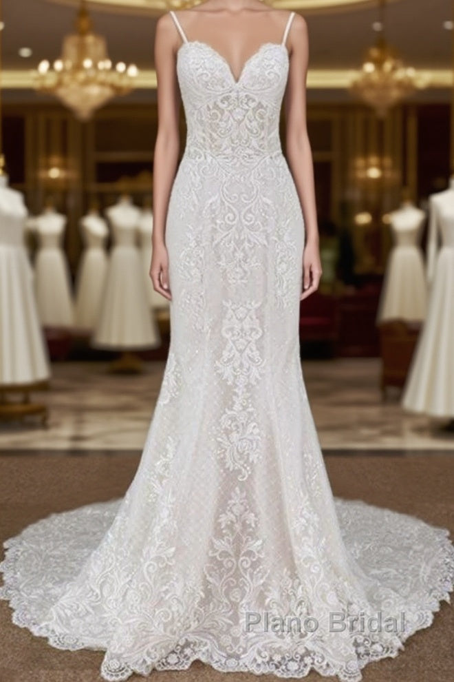 Spaghetti Strap Appliques Mermaid Wedding Dress Main image