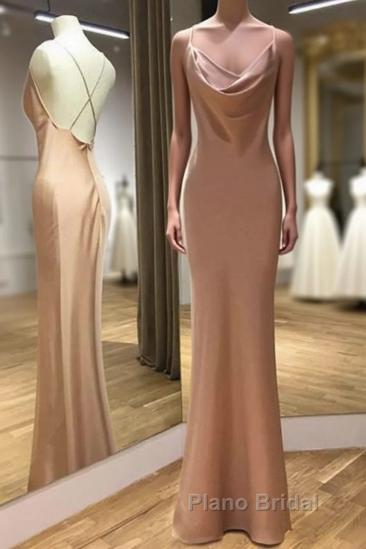 Spaghetti Straps Backless Mermaid Long Formal Prom Dresses Evening Dresses, Main image